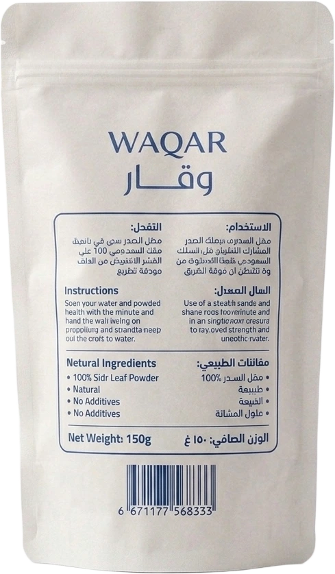 ظهر العبوة، مطبوع عليه المكوّنات وطريقة الاستعمال والوزن الصافي
